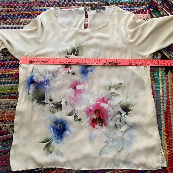Rose & Olive Cream Floral Blouse with watercolor Inspired Floral Print 1X Artsy - Picture 9 of 9